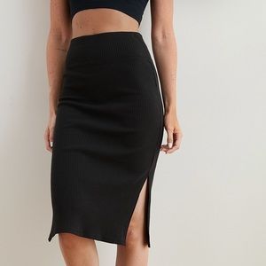 Black Aerie Ribbed Knit Skirt